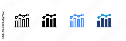 Statistics icon set multiple style collection. Vector illustration.