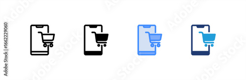 Online Shopping icon set multiple style collection. Vector illustration.