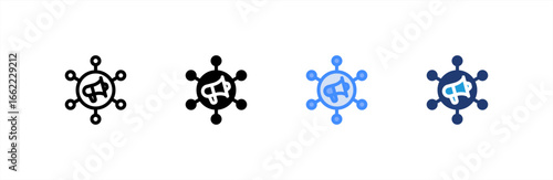 Marketing Network icon set multiple style collection. Vector illustration.