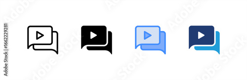 Video Chat icon set multiple style collection. Vector illustration.
