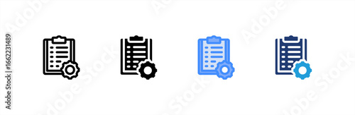 Project Management icon set multiple style collection. Vector illustration.