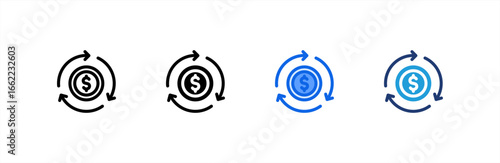 Circular Economy icon set multiple style collection. Vector illustration.