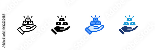 Gold Investment icon set multiple style collection. Vector illustration.