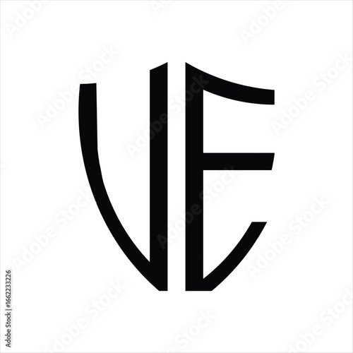 Letter v e logo monogram emblem style with crown Vector Image