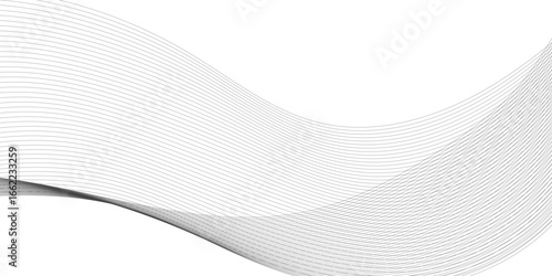 Thin line wavy abstract vector background. Curve wave seamless pattern. Line art striped graphic template.	