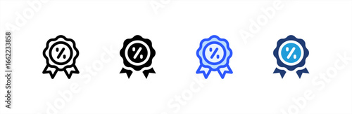 Discount Badge icon set multiple style collection. Vector illustration.