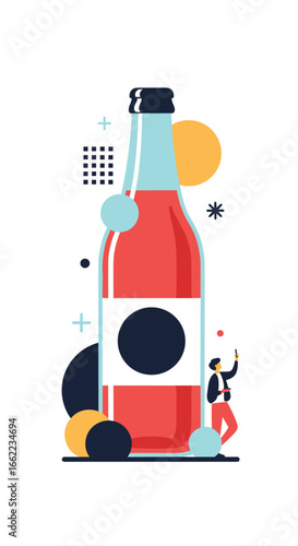 Refreshment in a bottle enjoying summer outdoor activities and light refreshing drinks