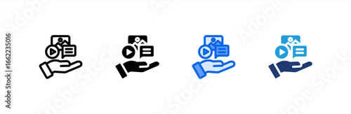 Content icon set multiple style collection. Vector illustration.