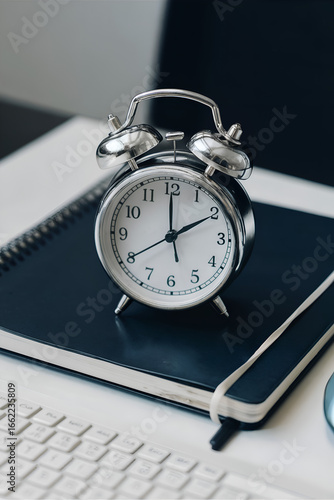 alarm clock and notebook