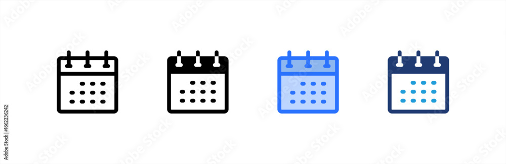 Calendar icon set multiple style collection. Vector illustration. Calendar icon set multiple style collection. Vector illustration.