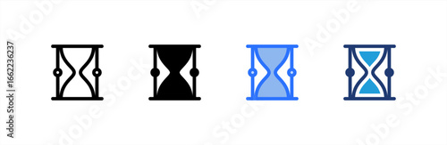 Sandclock icon set multiple style collection. Vector illustration.