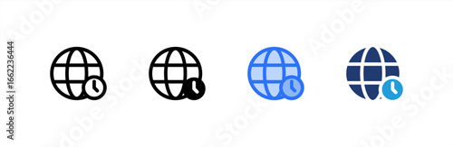 Time Zone icon set multiple style collection. Vector illustration.