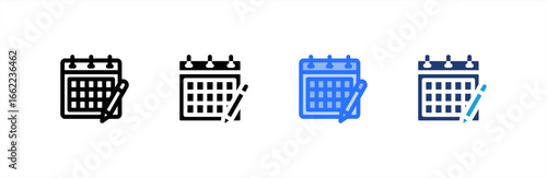 Planner icon set multiple style collection. Vector illustration.