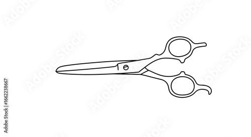 Minimalist outline of hairdressing scissors on white background