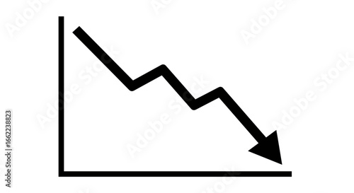 Downward trend graph icon: economic decline or market loss symbol