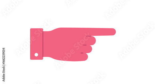 Pink hand pointing right icon in flat style on white background