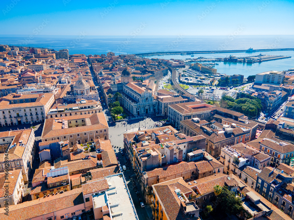 Obraz premium Catania Cathedral and Badia di Sant Agata aerial view