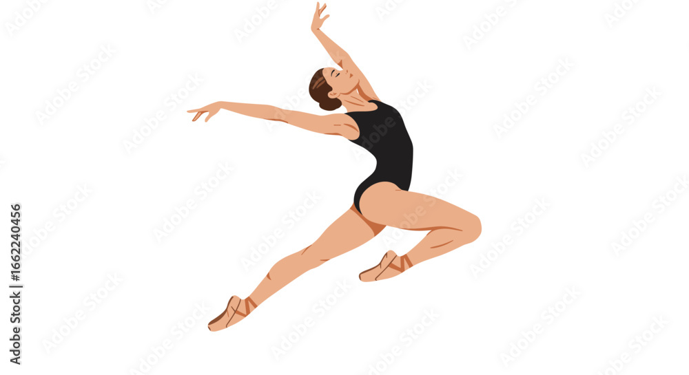 Elegant ballet dancer in mid-air leap: graceful movement and artistic form Elegant ballet dancer in mid-air leap: graceful movement and artistic form