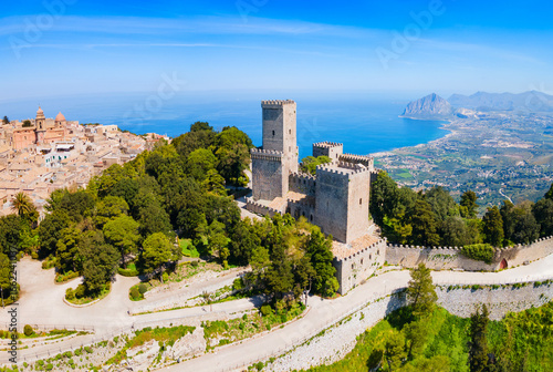 The Balio Towers aerial panoramic view in Erice