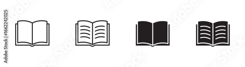 Open Book icon set. Simple book symbol. Vector 
