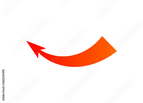 Arrow in red gradient with bold curved shape symbolizing attack movement in war strategy.