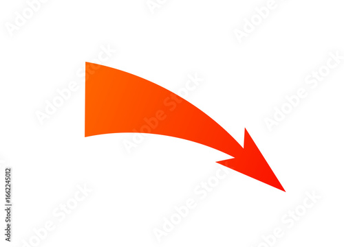 Dynamic curved arrow in orange gradient indicating strategy, attack direction, or motion path.
