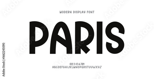 Paris logo Font, funky typeface for joyful brings life designs like children's artwork, birthday invitations, playful branding, and carnival typography. Vector typeset
