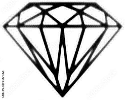 Black and white vector illustration of a diamond shape design. Vector illustration
