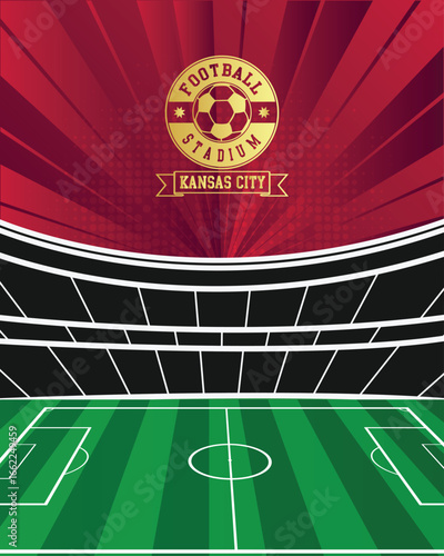 Kansas City Football Stamp Stadium Concept , Soccer green field Vector Illustration Abstract Editable image, 2026