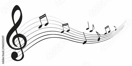 Treble clef and musical notes on a staff melody