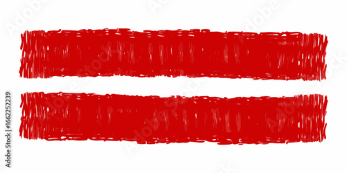 Two red horizontal scribbled bars on white hand-drawn