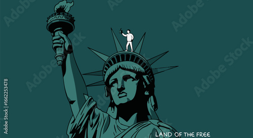 Man Climbing the Statue of Liberty