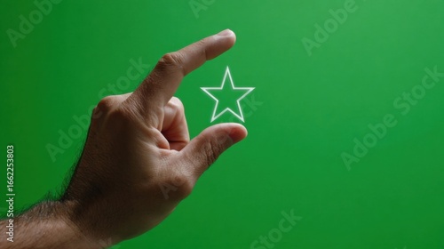 Wallpaper Mural a hand holding a star drawn on a green screen Torontodigital.ca