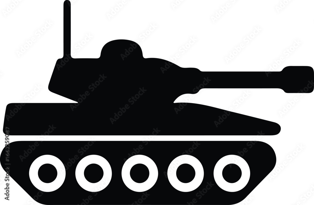 Fototapeta premium Illustrator Vector Tank simple military vehicle graphic design silhouette