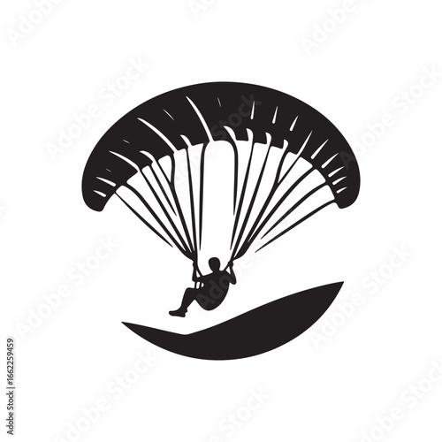 paraglider in sky vector silhouette clip art logo design illustration