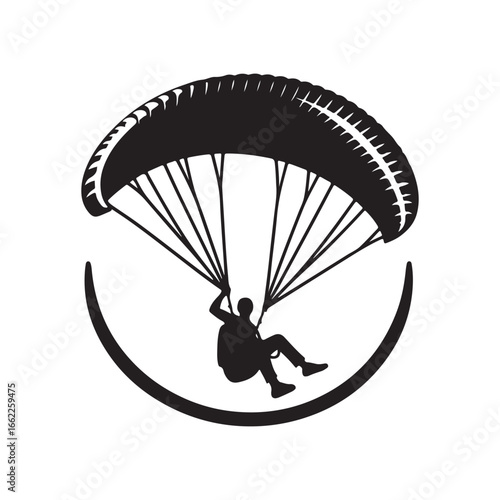 paraglider in sky vector silhouette clip art logo design illustration