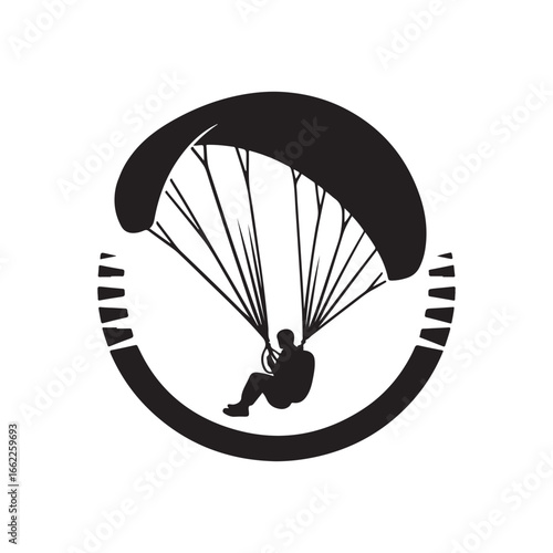 paraglider in sky vector silhouette clip art logo design illustration