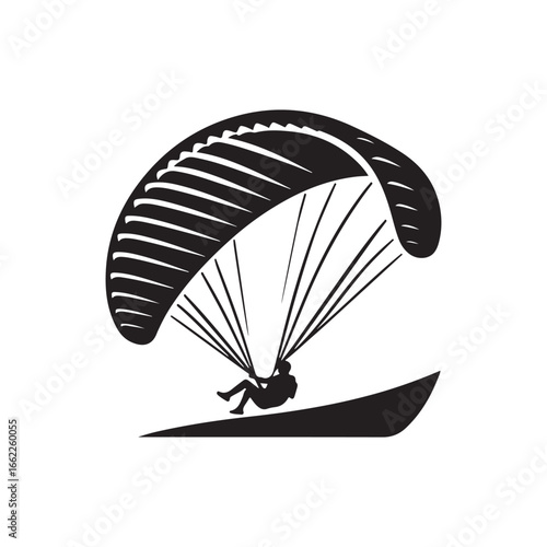paraglider in sky vector silhouette clip art logo design illustration
