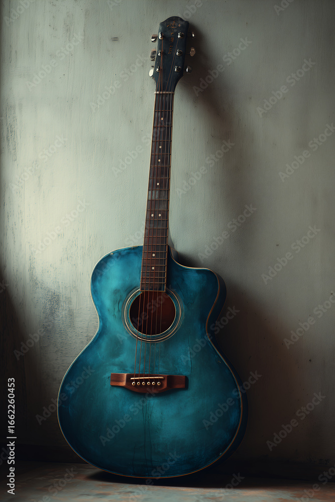 Naklejka premium acoustic guitar on the wall