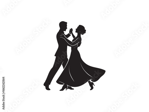 silhouette of a couple dancing vector illustration