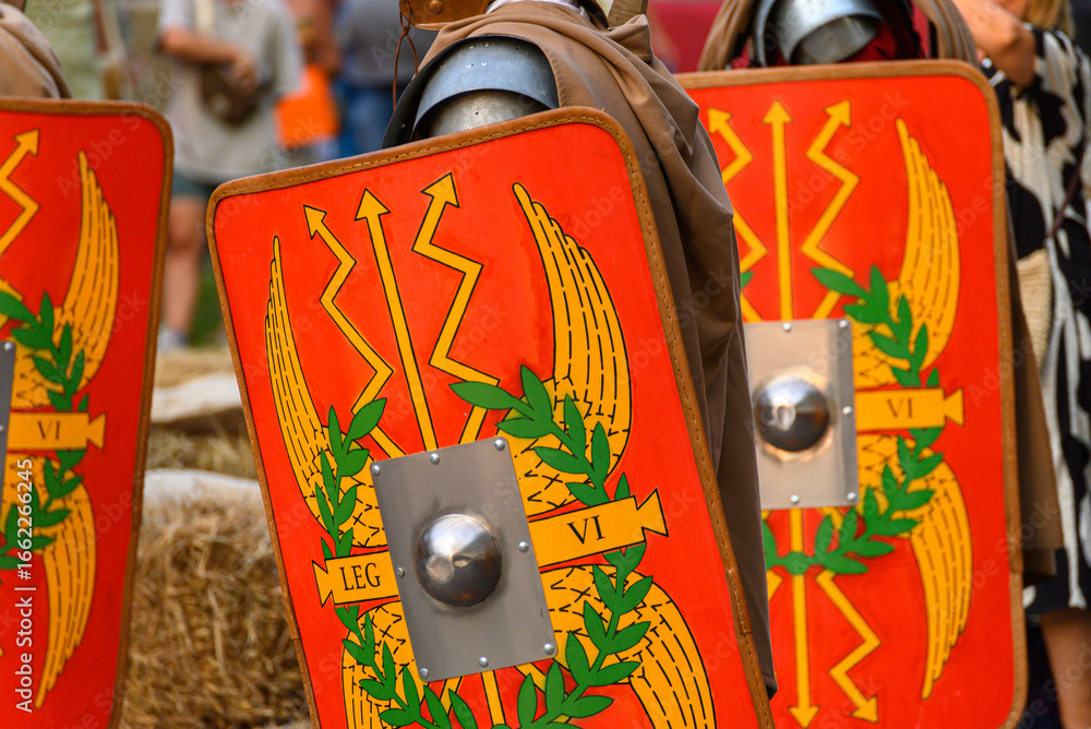 Ταπετσαρία A Line of Legionaries Holding Red Scutum Shields