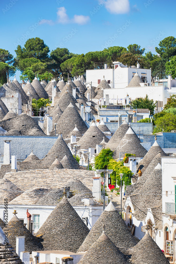 Fototapeta premium Alberobello village in Puglia Italy with its unique trulli houses.