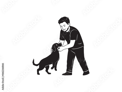 Silhouette of Man Walking Dog with Best Friends Forever Text