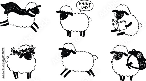Cute sheep svg bundle, kawaii sheep clipart, farm animal svg, cartoon sheep png, nursery sheep wall art, cricut cut files