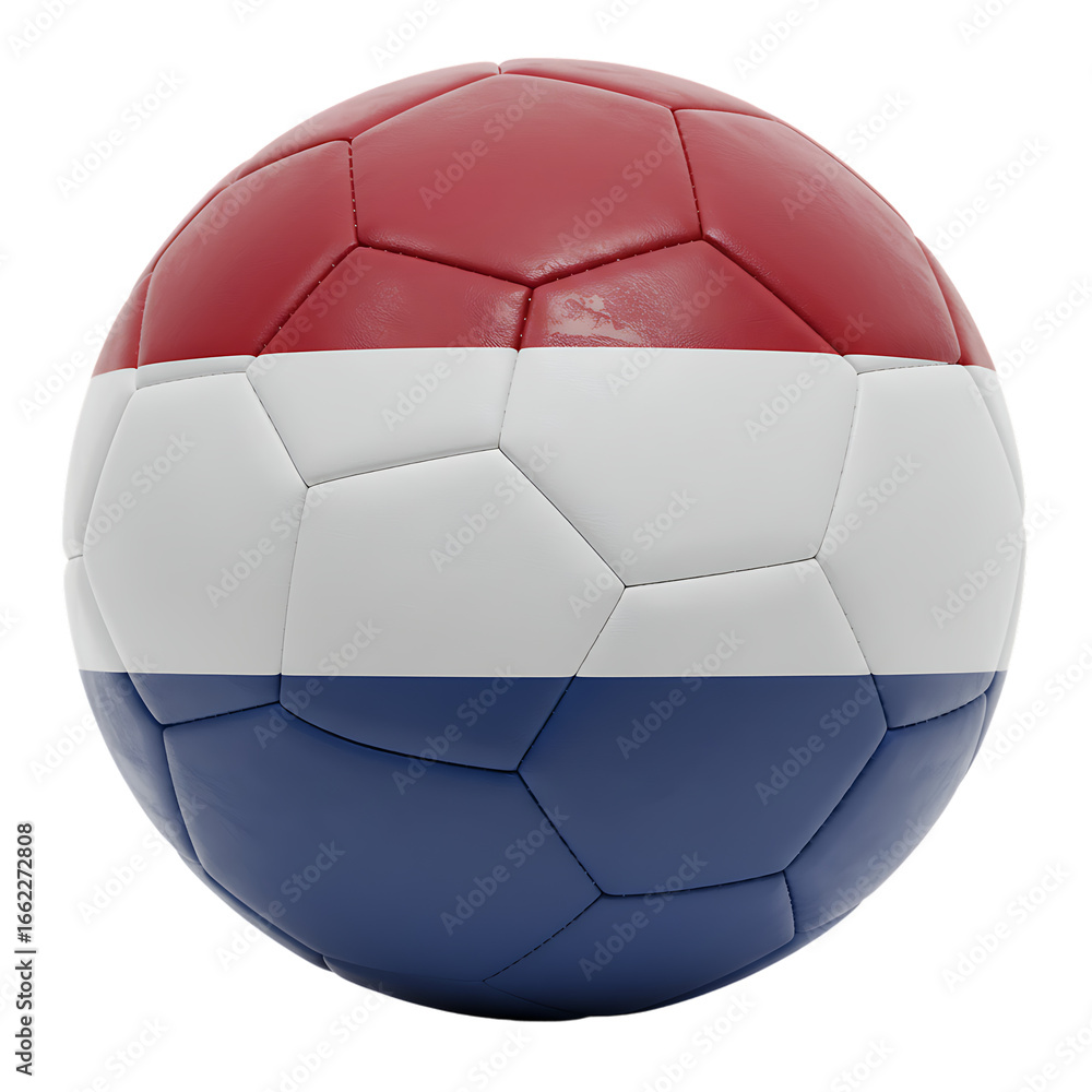 Obraz premium Dutch Football Ball With Red White Blue Flag Colors On Isolated Transparent Background