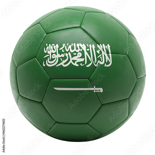 Saudi Arabia Flag Soccer Ball On Isolated Transparent Background