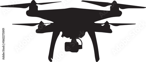 Black Vector Illustration of a Flying Drone