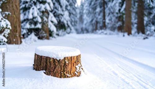 Wallpaper Mural Snow-covered tree stump in a winter forest Torontodigital.ca