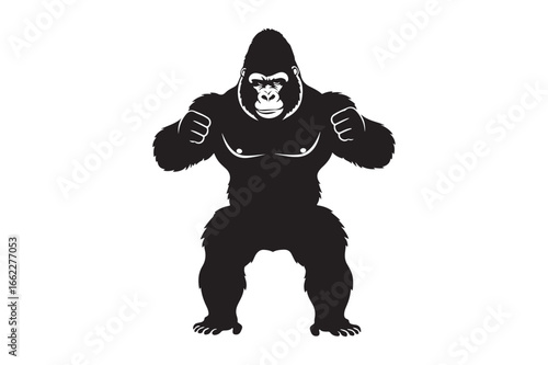 Powerful silhouette gorilla mascot fierce powerful ape primate wild animal symbol strength power fitness gym