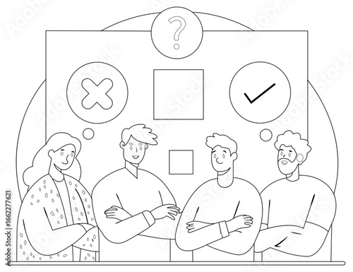 Funny vector illustration of a man and woman working in an office
